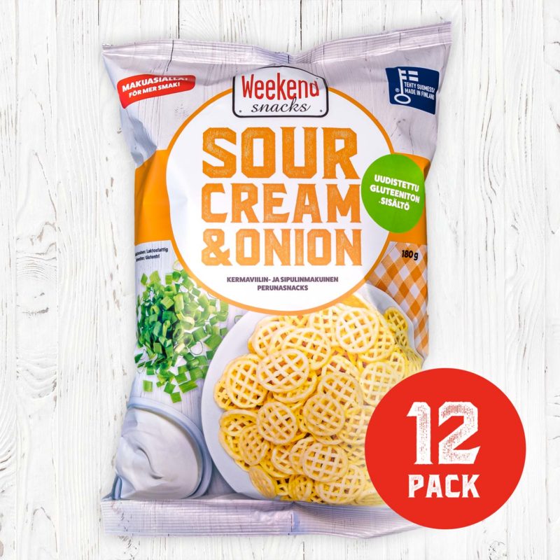 SOUR CREAM & ONION 180g x 12 kpl Weekend Snacks